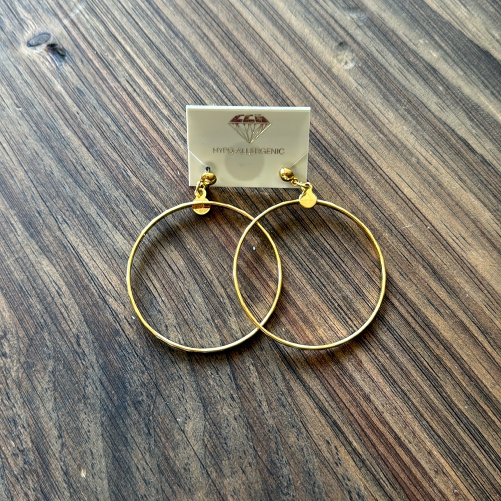 Gold Plated Hoops with Detail - NWT